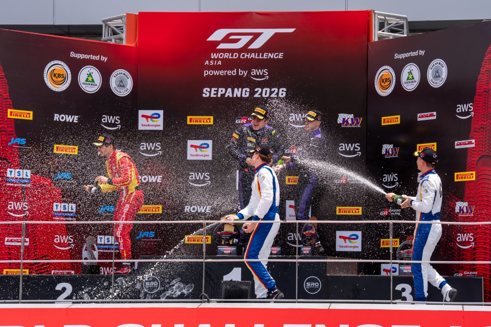 Sepang opener thrills as Absolute, Porsche and Origine share wins across dramatic 2026 GT World Challenge (GTWC) Asia races and sessions.