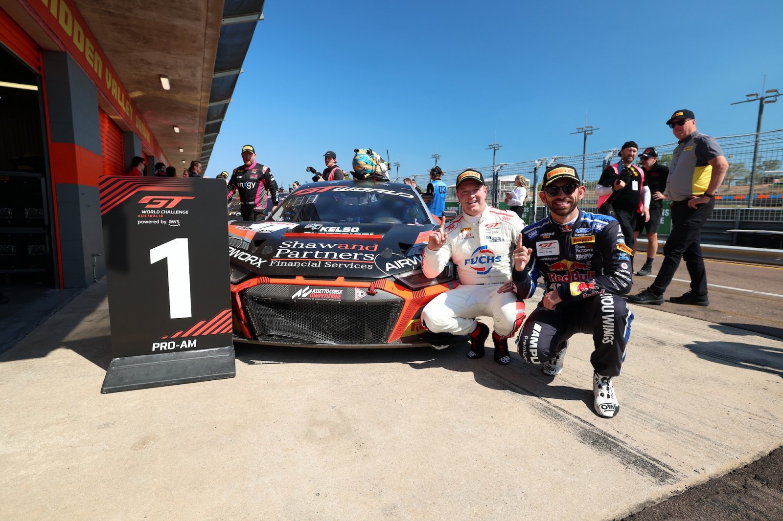 Feeney and Schumacher win GTWC Australia Hidden Valley Race 2 as Wood and Brooks recover to second and Buchan earns maiden podium.
