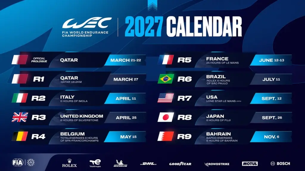 FIA WEC confirms a nine-round 2027 calendar, with Silverstone returning and Le Mans again headlining the season.